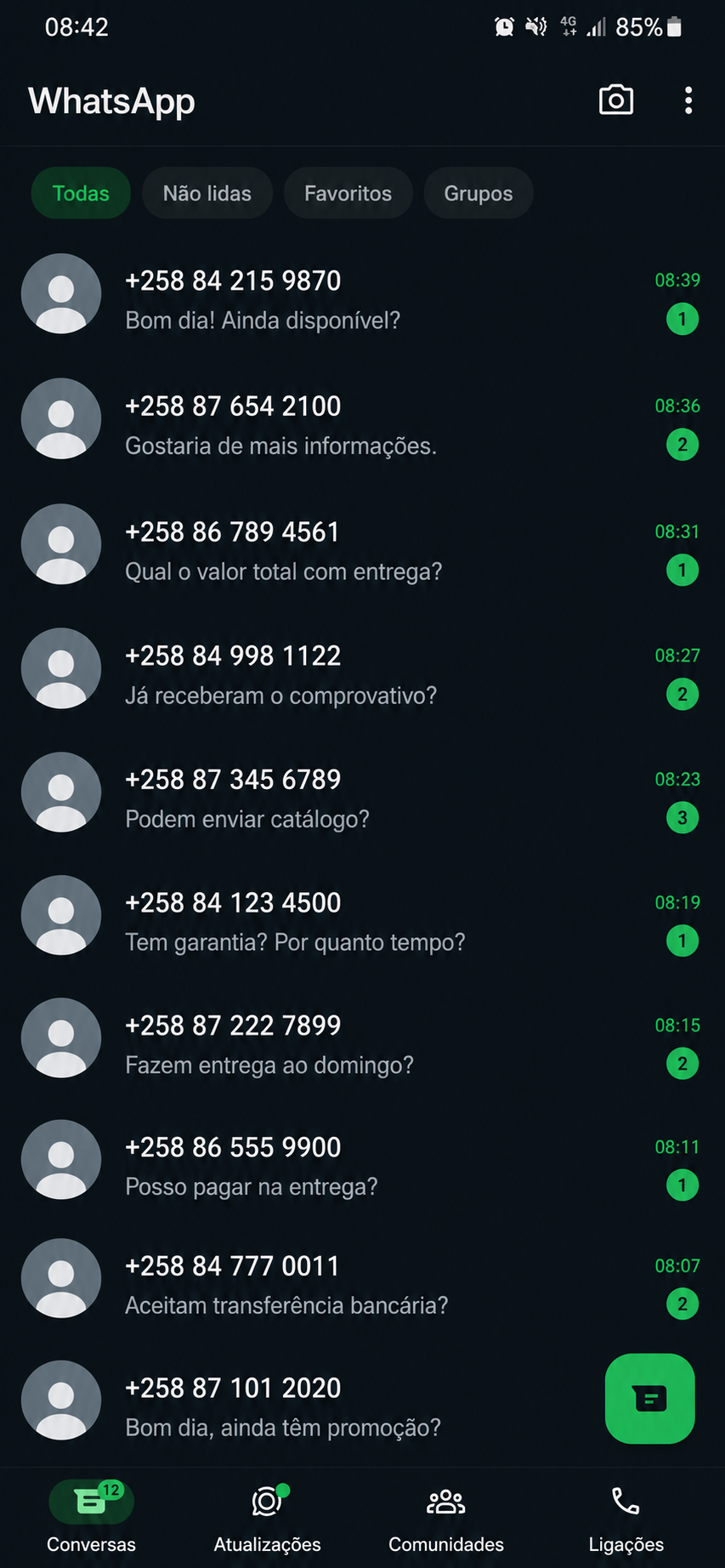 Mensagens no WhatsApp - Resultado 2